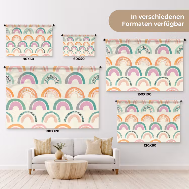 Regenboog - Pastel - Patroon Wandkleed katoen klein -tsfeer8_DE