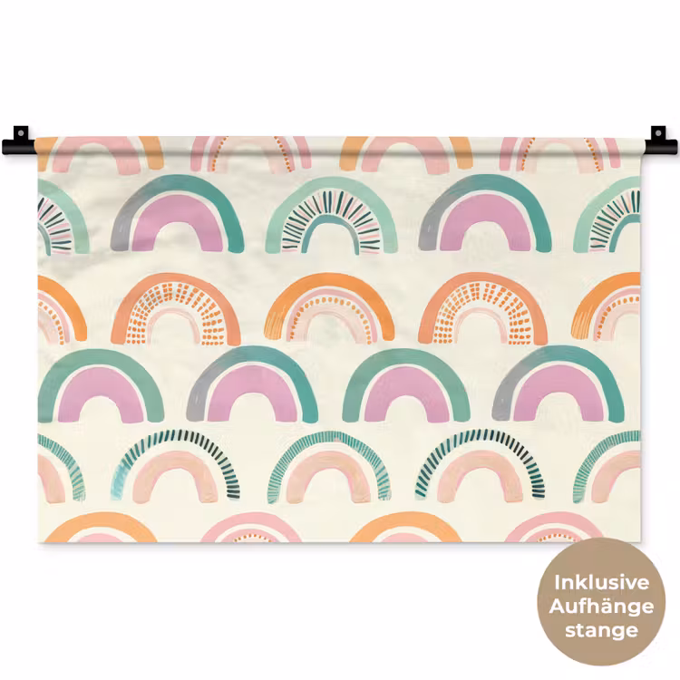 Regenboog - Pastel - Patroon Wandkleed katoen klein -t3d_DE