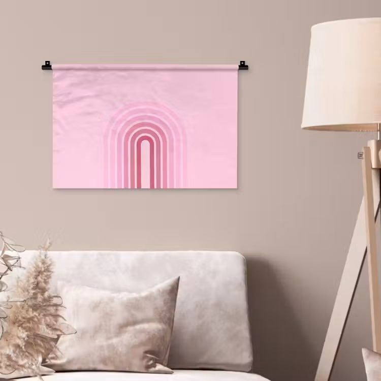 Regenboog - Roze - Abstract - Modern - Minimalistisch Wandkleed katoen klein -sfeer4