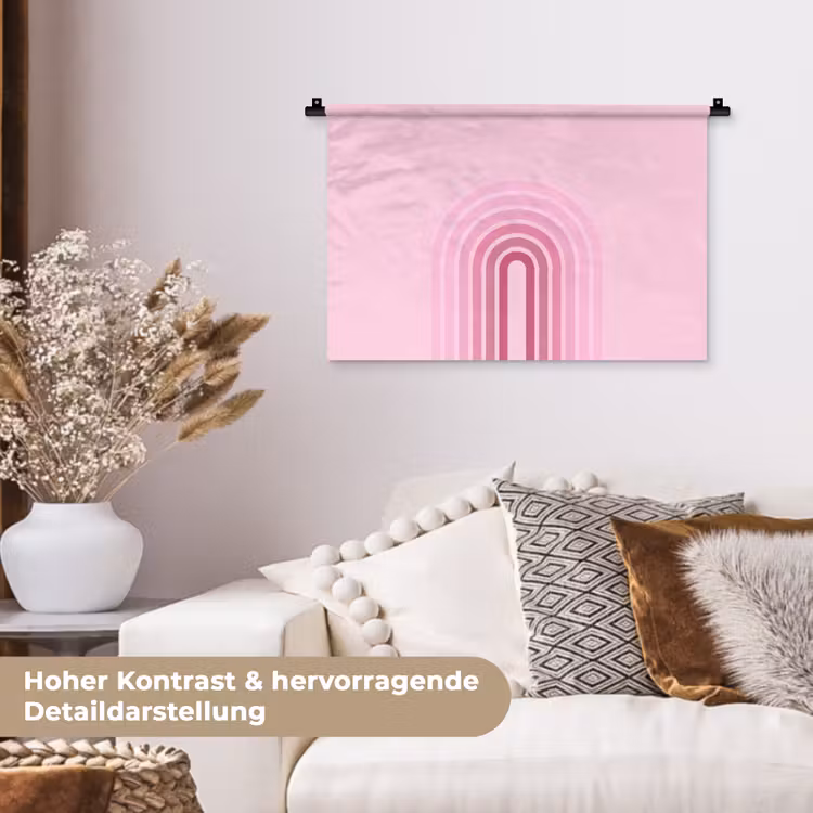 Regenboog - Roze - Abstract - Modern - Minimalistisch Wandkleed katoen klein -tsfeer1_DE
