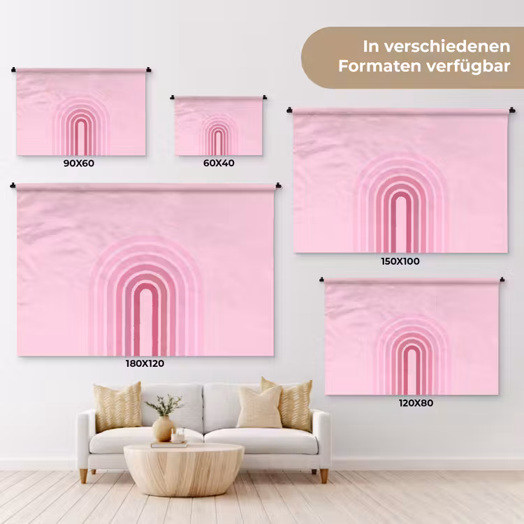 Regenboog - Roze - Abstract - Modern - Minimalistisch Wandkleed katoen klein -tsfeer8_DE