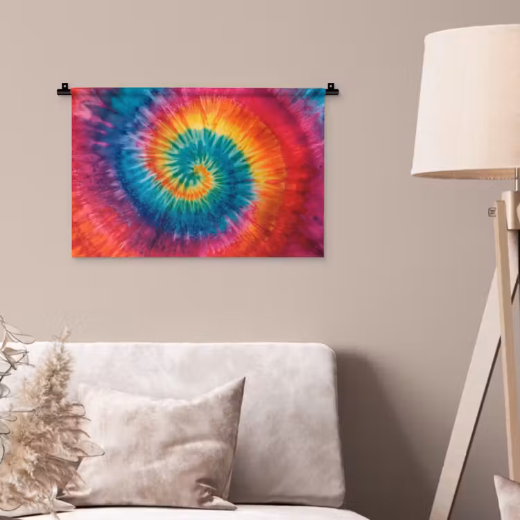 Regenboogkleuren - Tie dye - Wandkleed katoen klein -sfeer4