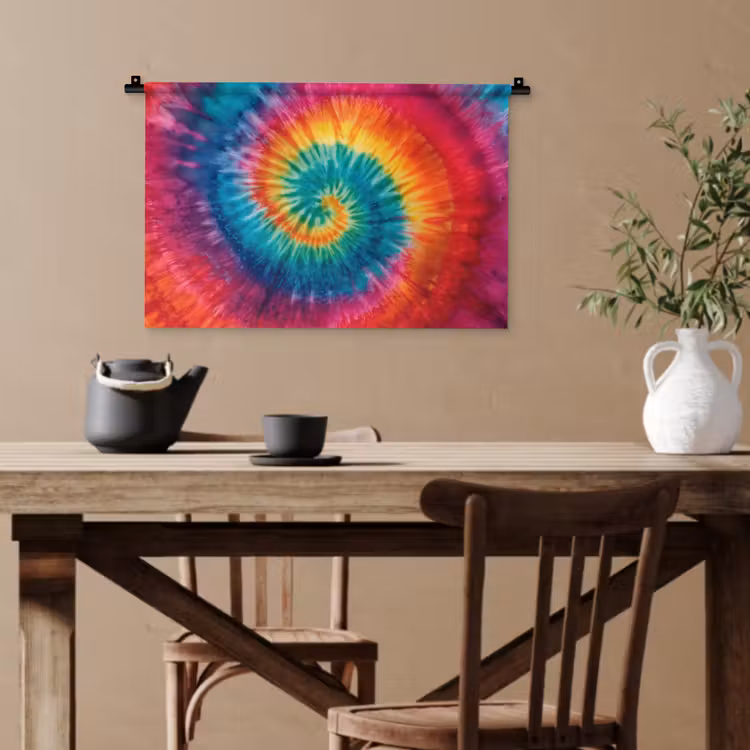 Regenboogkleuren - Tie dye - Wandkleed katoen klein -sfeer6