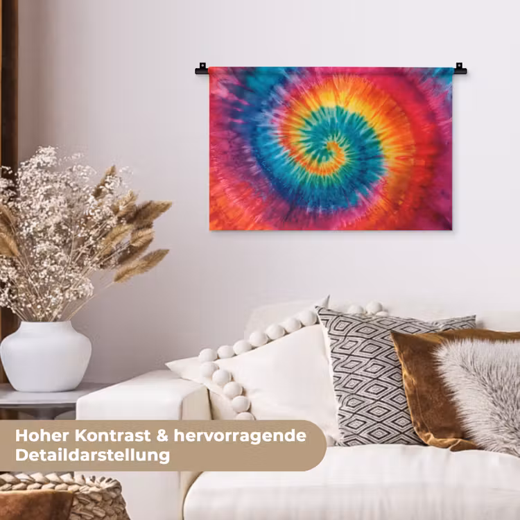Regenboogkleuren - Tie dye - Wandkleed katoen klein -tsfeer1_DE