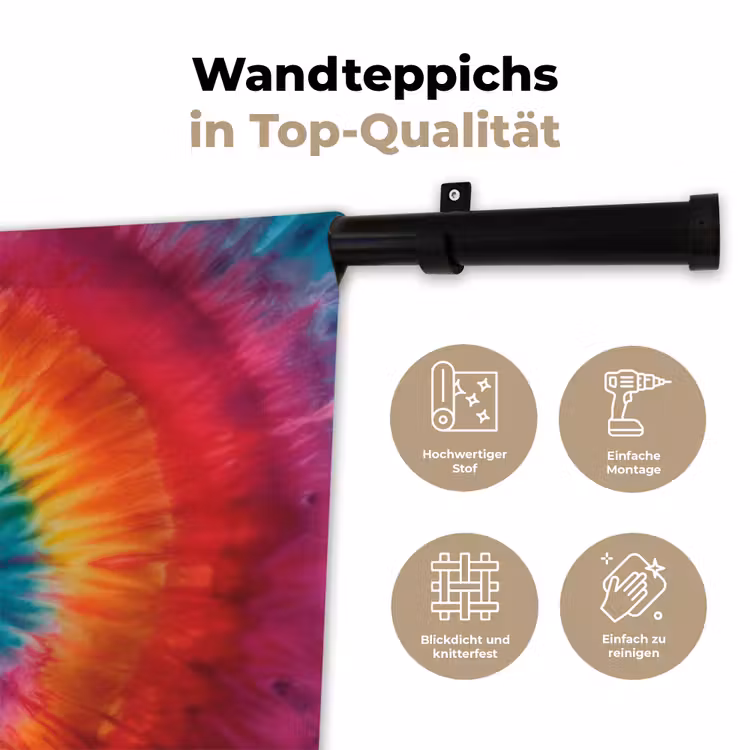 Regenboogkleuren - Tie dye - Wandkleed katoen klein -tsfeer2_DE