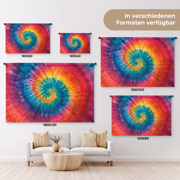 Regenboogkleuren - Tie dye - Wandkleed katoen klein -tsfeer8_DE