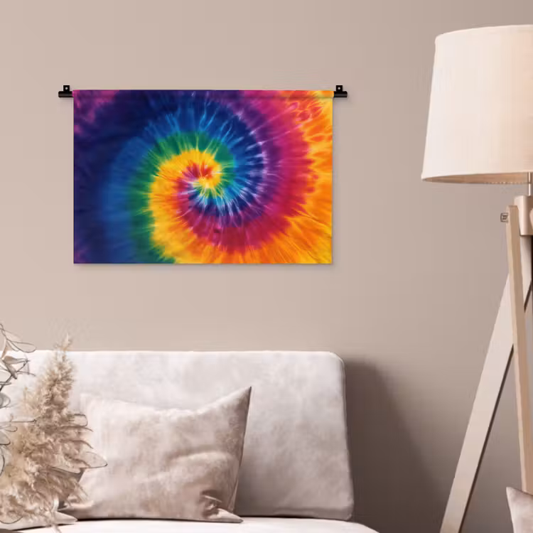 Regenboogkleuren - Spiraal - Kleurrijk Wandkleed katoen klein -sfeer4