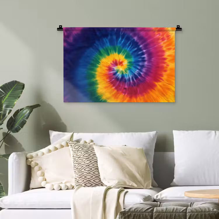 Regenboogkleuren - Spiraal - Kleurrijk Wandkleed katoen klein -sfeer7