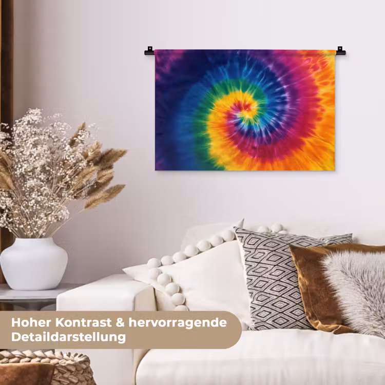 Regenboogkleuren - Spiraal - Kleurrijk Wandkleed katoen klein -tsfeer1_DE