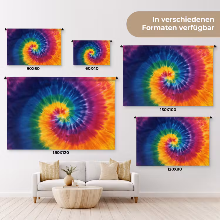 Regenboogkleuren - Spiraal - Kleurrijk Wandkleed katoen klein -tsfeer8_DE