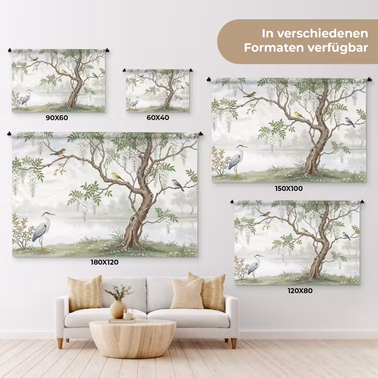 Reiger - Landschap - Groen Wandkleed katoen klein -tsfeer8_DE