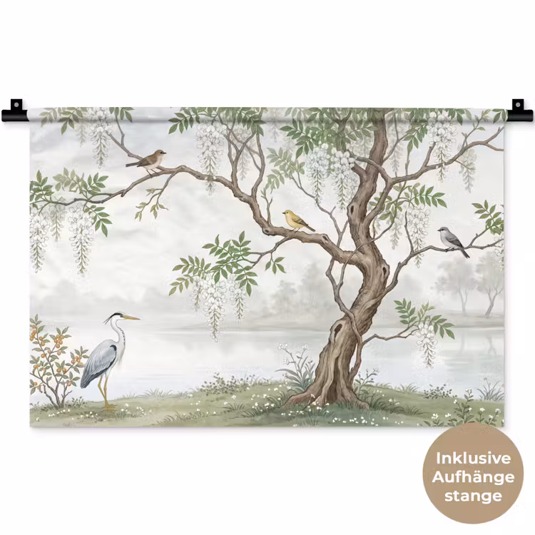 Reiger - Landschap - Groen Wandkleed katoen klein -t3d_DE