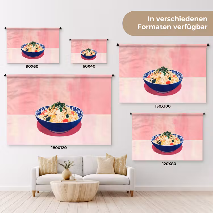 Rijst - Illustratie - Kom - Groente Wandkleed katoen klein -tsfeer8_DE