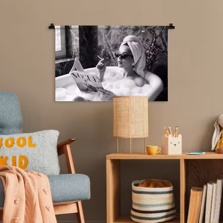 Relaxt - Bad - Zwart - Wit Wandkleed katoen klein -wsfeer4_kind