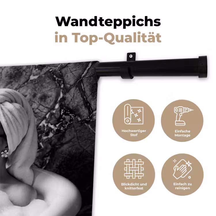 Relaxt - Bad - Zwart - Wit Wandkleed katoen klein -tsfeer2_DE
