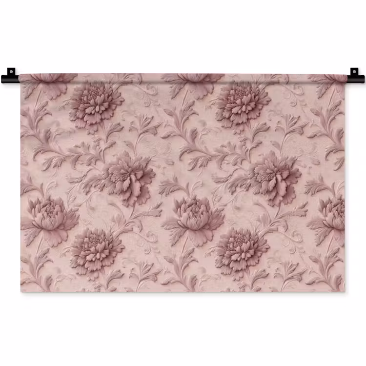 Reliëf - Pioenrozen - Roze Wandkleed katoen klein 269 -zz3d
