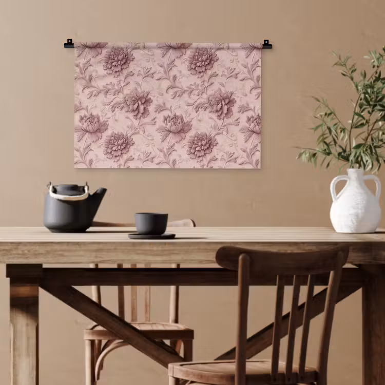 Reliëf - Pioenrozen - Roze Wandkleed katoen klein 269 -sfeer6