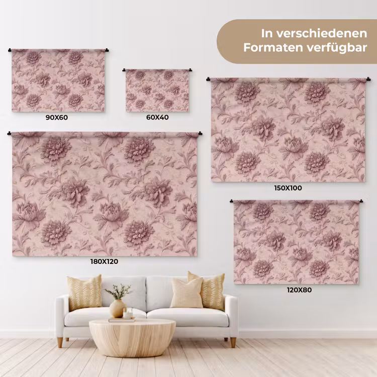 Reliëf - Pioenrozen - Roze Wandkleed katoen klein 269 -tsfeer8_DE