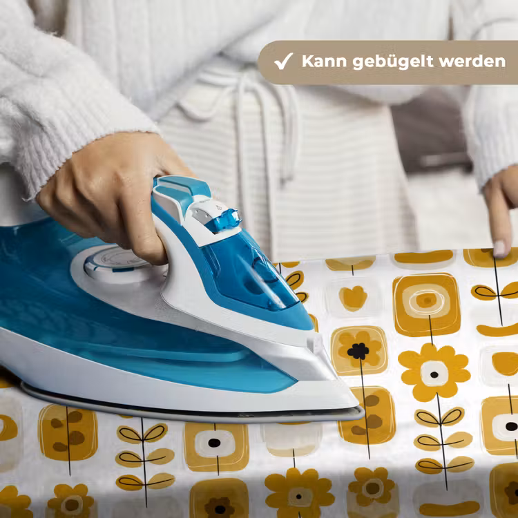 Retro - Abstract - Bloemen - Okergeel Wandkleed katoen klein 269 -tsfeer9_DE