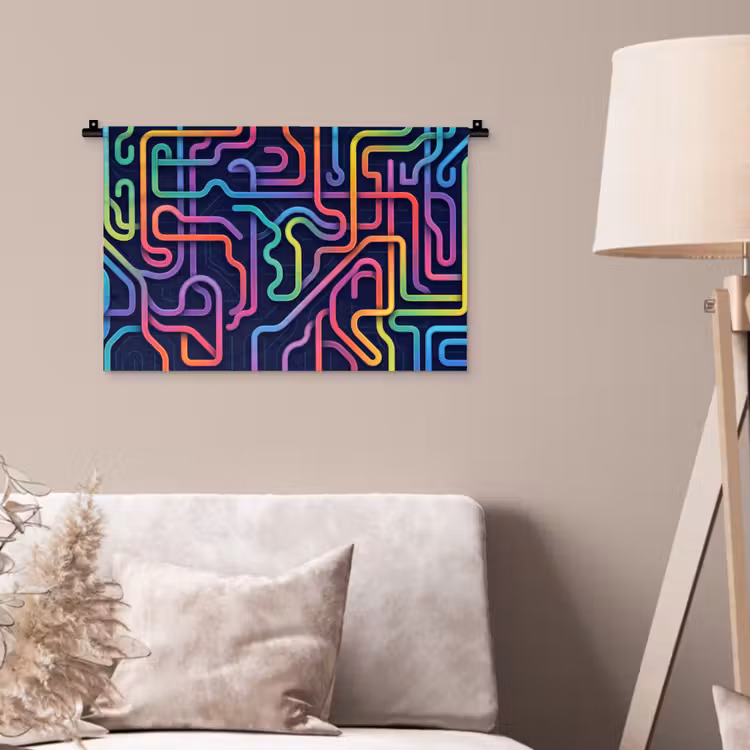 Retro - Abstract - Neon Wandkleed katoen klein -sfeer4