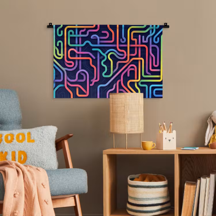 Retro - Abstract - Neon Wandkleed katoen klein -wsfeer4_kind