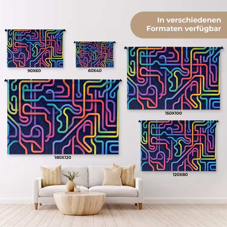 Retro - Abstract - Neon Wandkleed katoen klein -tsfeer8_DE