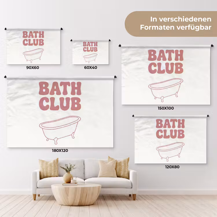 Retro - Bad - Roze Wandkleed katoen klein -tsfeer8_DE
