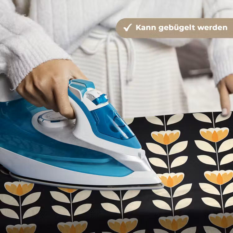 Retro - Bloem - Zwart - Okergeel Wandkleed katoen klein 269 -tsfeer9_DE