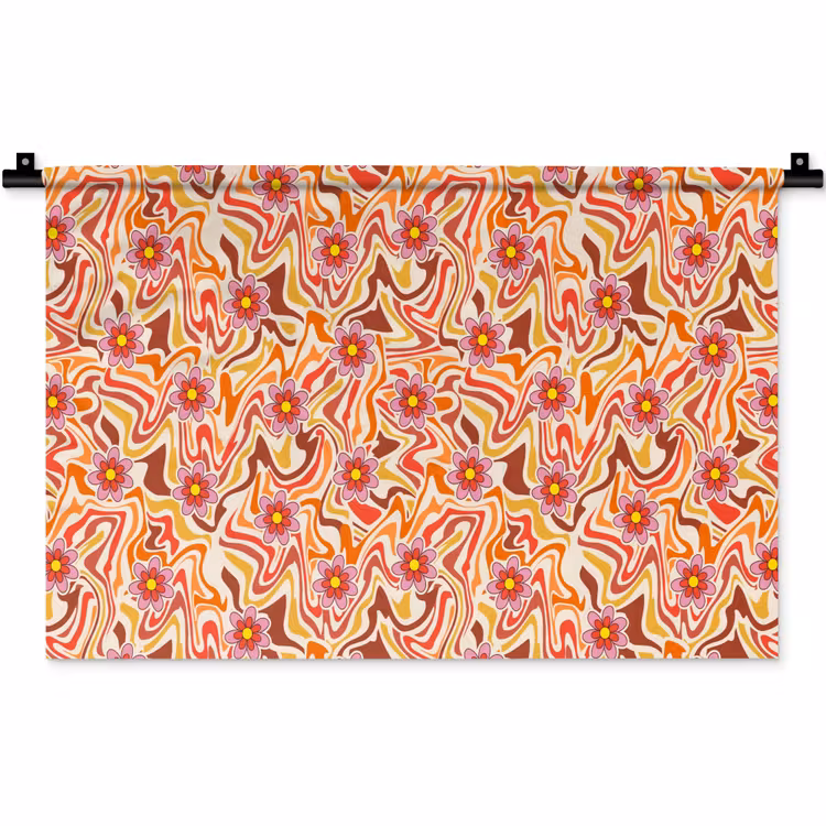 Retro - Bloemen - Patroon Wandkleed katoen klein 269 -zz3d
