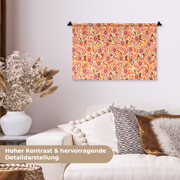 Retro - Bloemen - Patroon Wandkleed katoen klein 269 -tsfeer1_DE