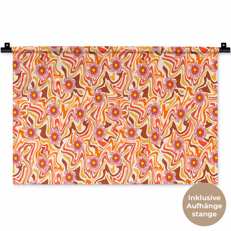 Retro - Bloemen - Patroon Wandkleed katoen klein 269 -t3d_DE