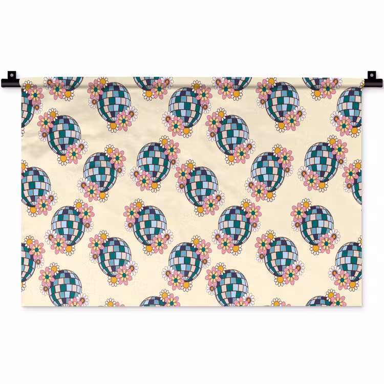 Retro - Disco - Bloemen - Discobal Wandkleed katoen klein 269 -zz3d