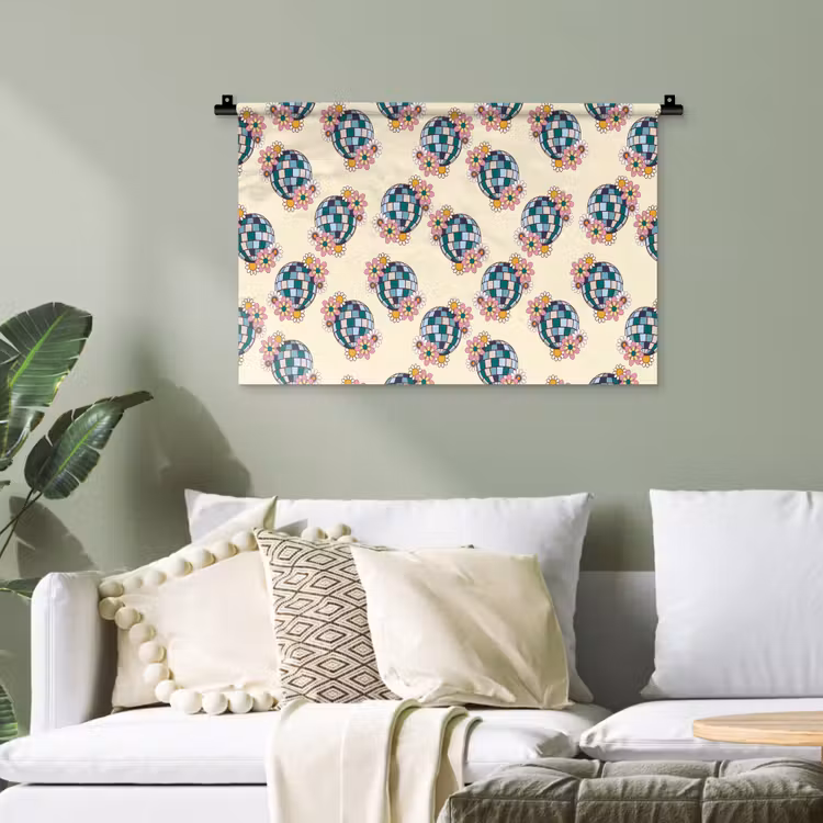 Retro - Disco - Bloemen - Discobal Wandkleed katoen klein 269 -sfeer7