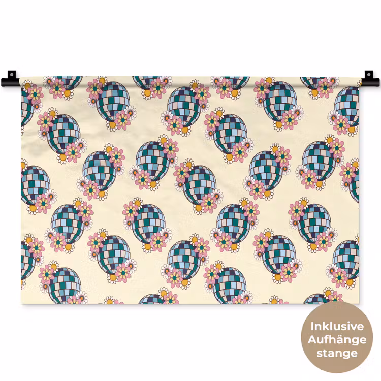 Retro - Disco - Bloemen - Discobal Wandkleed katoen klein 269 -t3d_DE