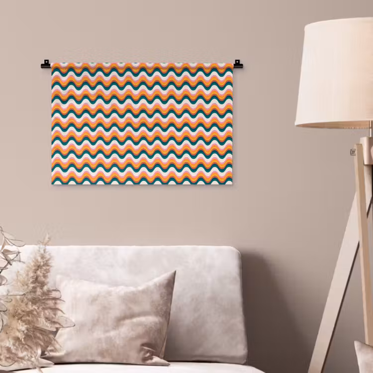 Retro - Disco - Golven - Kleur Wandkleed katoen klein 269 -sfeer4
