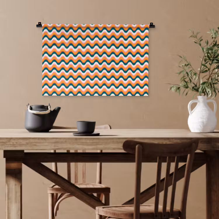 Retro - Disco - Golven - Kleur Wandkleed katoen klein 269 -sfeer6