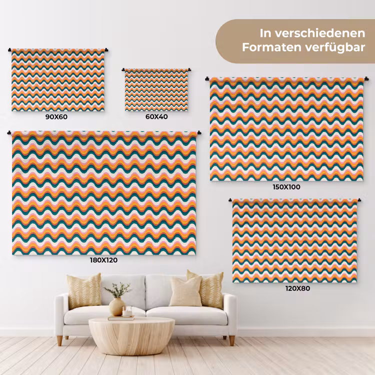 Retro - Disco - Golven - Kleur Wandkleed katoen klein 269 -tsfeer8_DE