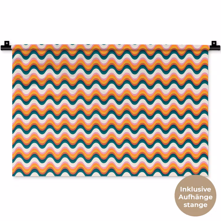 Retro - Disco - Golven - Kleur Wandkleed katoen klein 269 -t3d_DE