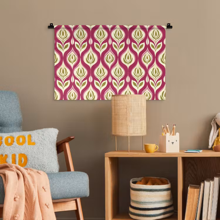 Retro - Floraal - Paars Wandkleed katoen klein 269 -wsfeer4_kind