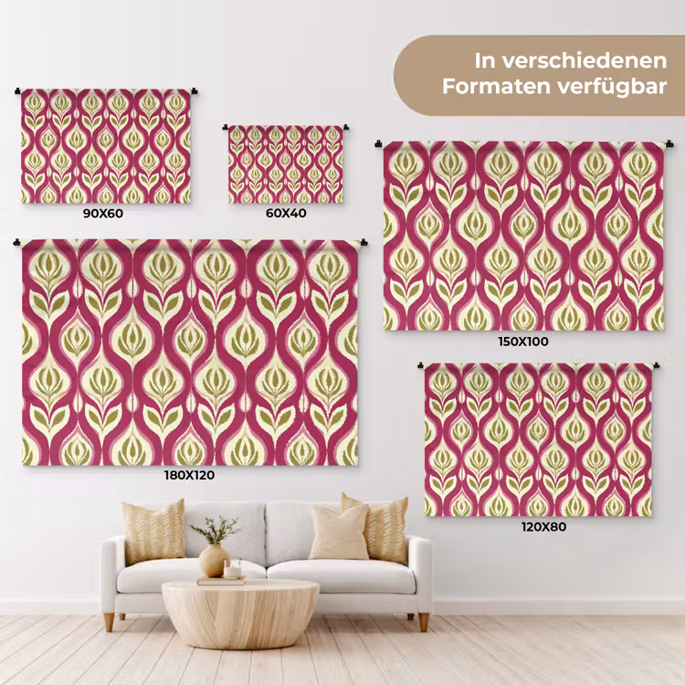 Retro - Floraal - Paars Wandkleed katoen klein 269 -tsfeer8_DE