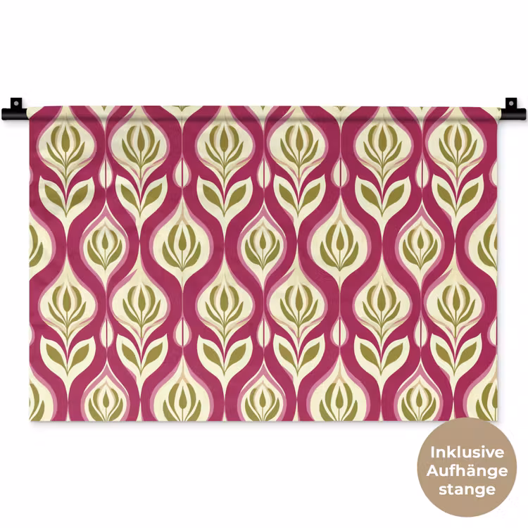 Retro - Floraal - Paars Wandkleed katoen klein 269 -t3d_DE