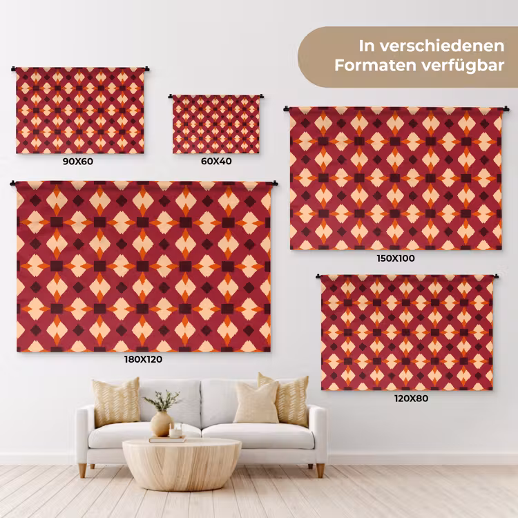 Retro - Patroon - Kleurrijk Wandkleed katoen klein 269 -tsfeer8_DE