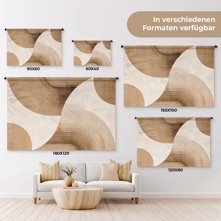 Retro - Geometrische lagen - Aardetinten Wandkleed katoen klein -tsfeer8_DE