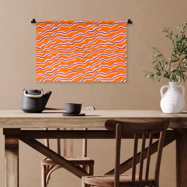 Retro - Golvend - Oranje Wandkleed katoen klein 269 -sfeer6