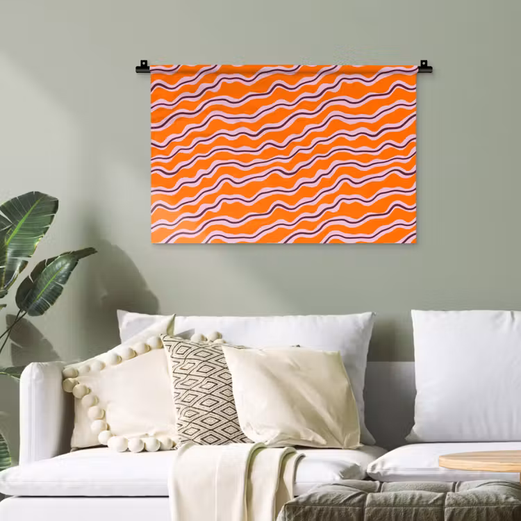 Retro - Golvend - Oranje Wandkleed katoen klein 269 -sfeer7