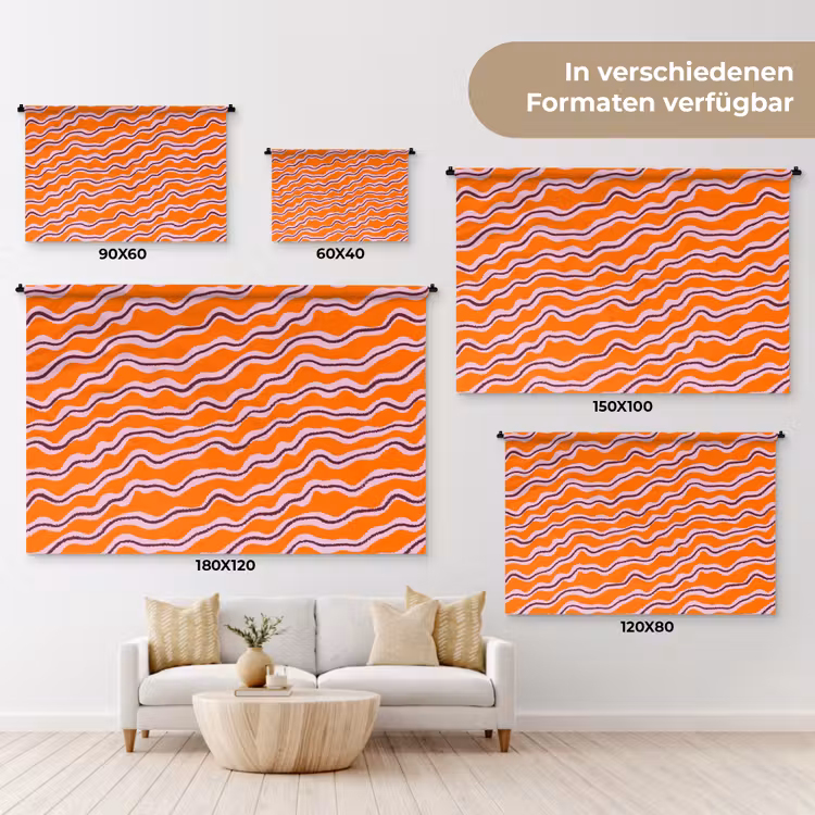 Retro - Golvend - Oranje Wandkleed katoen klein 269 -tsfeer8_DE