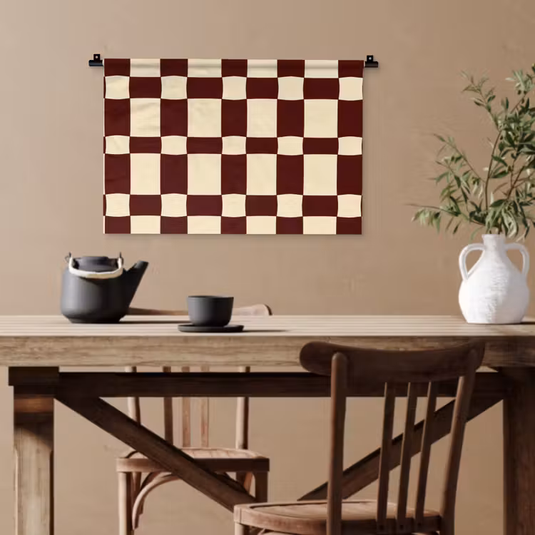 Retro - Patroon - Bruin Wandkleed katoen klein 269 -sfeer6