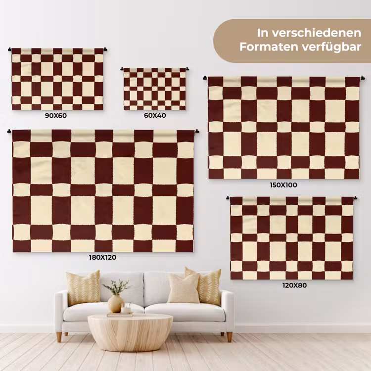Retro - Patroon - Bruin Wandkleed katoen klein 269 -tsfeer8_DE