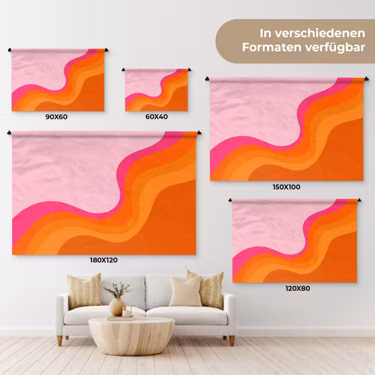 Retro - Waves - Kleurrijk Wandkleed katoen klein -tsfeer8_DE