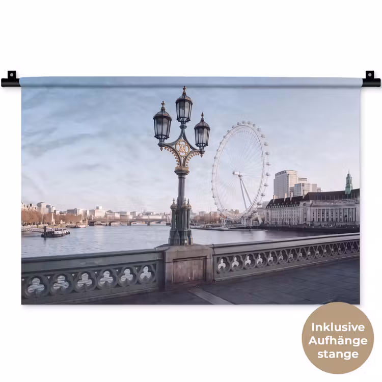 Reuzenrad - Londen - Stad - Architectuur - Brug Wandkleed katoen klein -t3d_DE